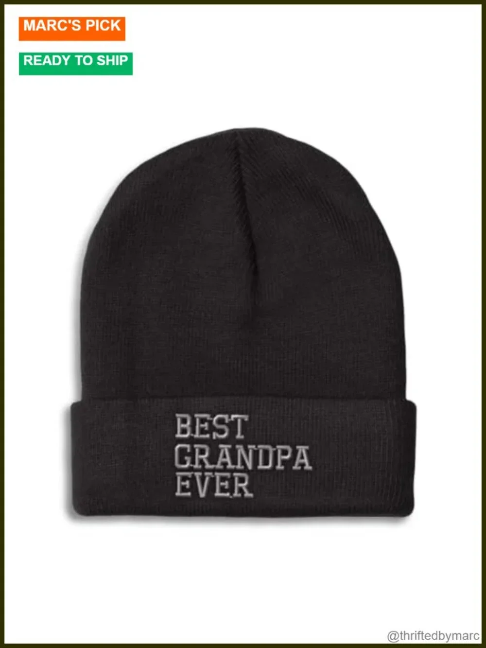 Best Grandpa Ever Embroidered Beanie Skull Cap Unisex Winter Hat One Size